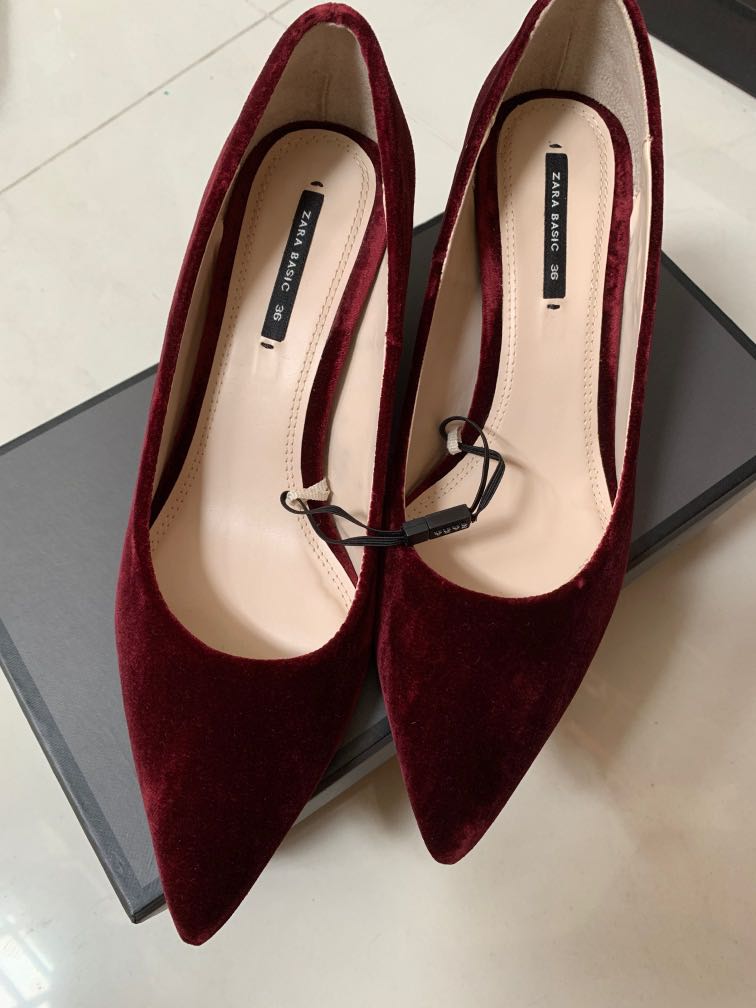 Zara Burgundy Kitten Heels