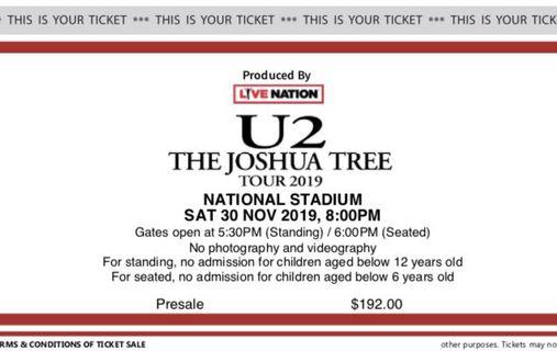 U2 Concert Tickets - Standing Pen (Nov 30)