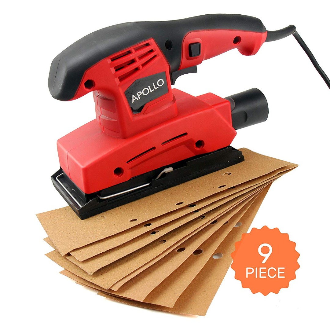 1133) HiSpec 135 Watt 1/3 Sheet Orbital Sander with 9 Piece Sand Paper