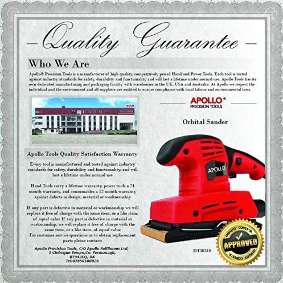 1133) HiSpec 135 Watt 1/3 Sheet Orbital Sander with 9 Piece Sand Paper Kit, Sanding Tool for