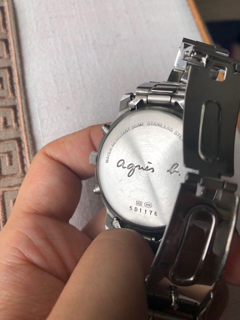 agnes b 石英錶白色（V654-6100）, 名牌, 手錶- Carousell