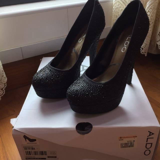 Aldo Mangena Platform Heels black crystal