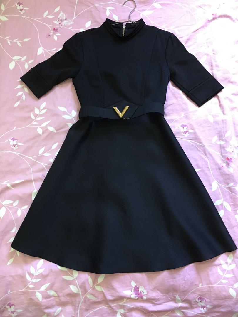 Authentic Louis Vuitton Black Dress with belt, Women's Fashion