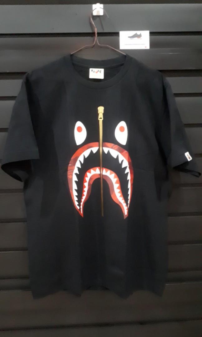 bape shark tee gold zip