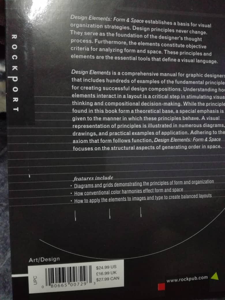 Design Elements : Form & Space (Category: Textbooks) located in Melaka Tengah. Submitted by cik.rara (Listing ID 235406026, Image 2). Description: Selling this book for all designer for basic knowledge of element in designing Price not include postage.