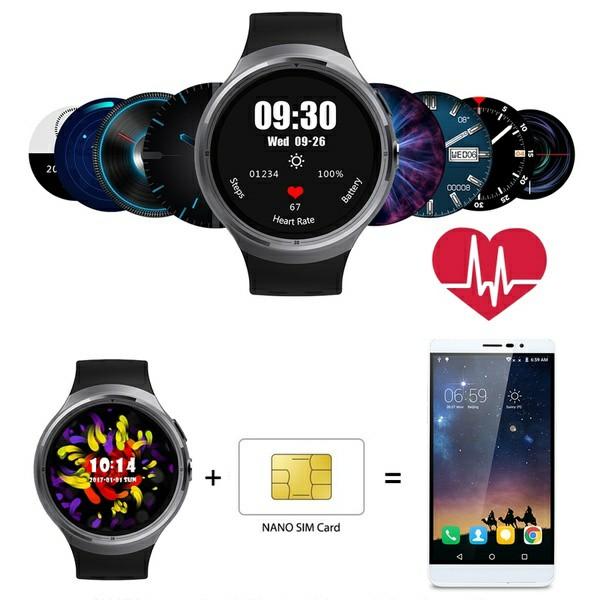 Diggro Android Smart Watch Silver with Black Rubber Strap