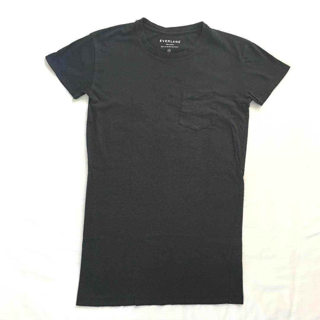 Everlane The Cotton Box Cut Tee Dress black t shirt basic minimal Women s Fashion Tops Sleeveless on Carousell