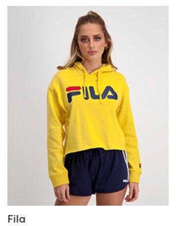 Fila cropped hoodie yellow clearance