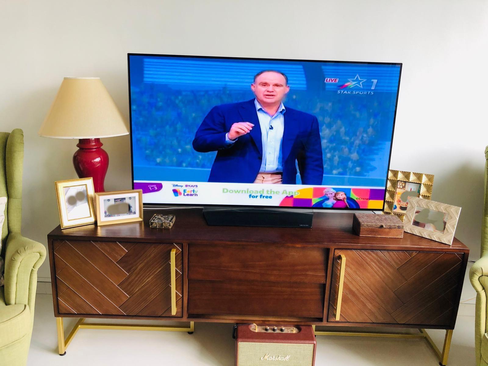 Herringbone TV console, Furniture & Home Living, Furniture, TV Consoles