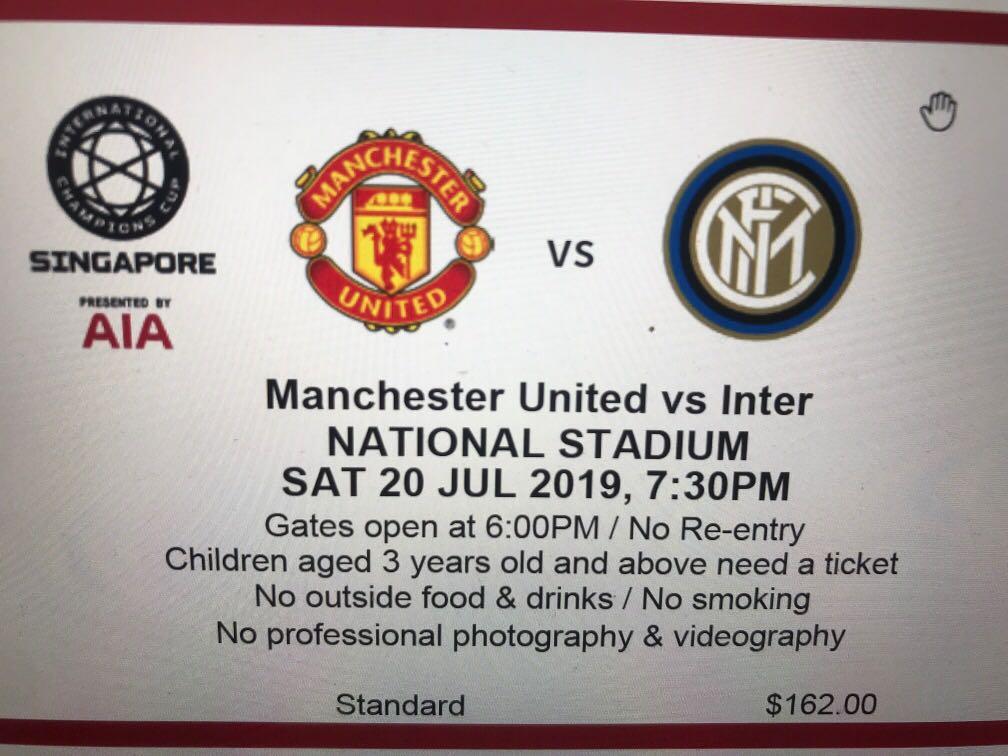 Icc Champions Trophy Ticket Man Utd Vs Inter Milan Entertainment Events Concerts On Carousell