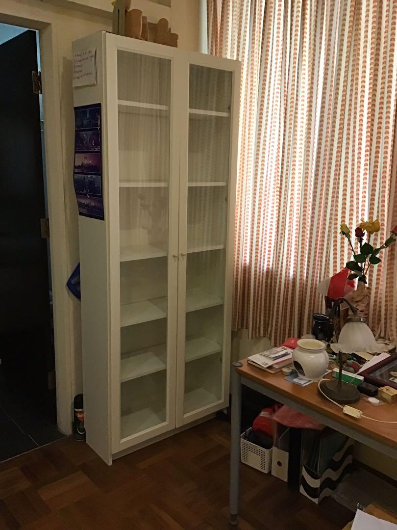 Ikea Billy Bookshelf With Glass Doors Furniture Shelves