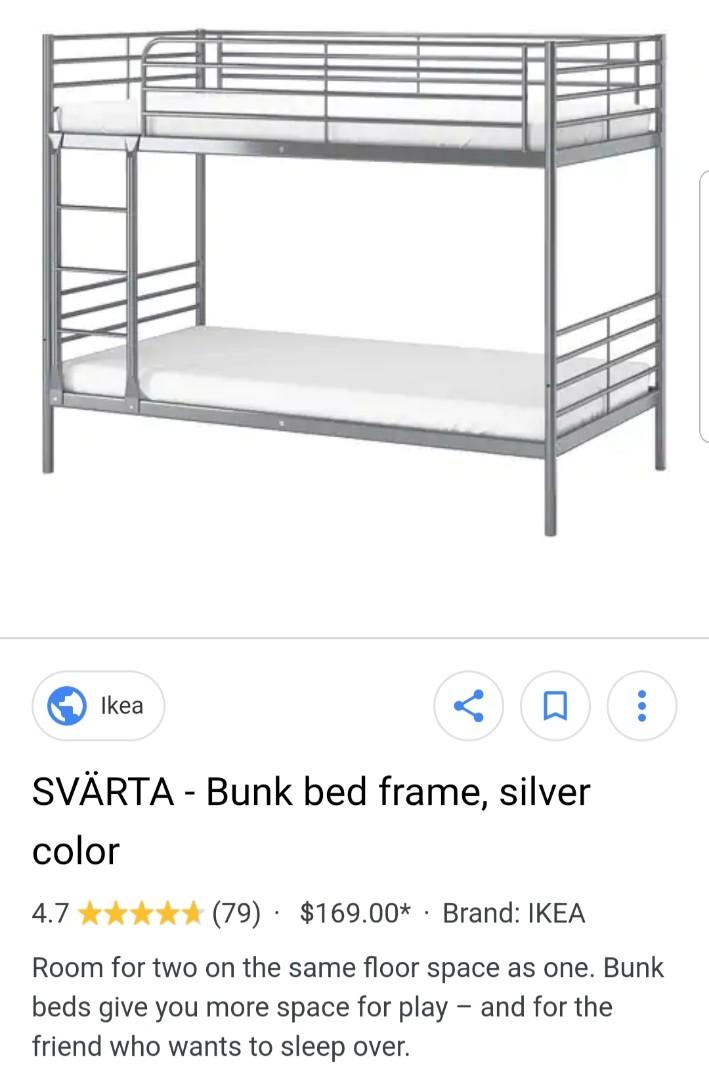Ikea SVARTA Bunk Bed Frame, Furniture & Home Living, Furniture, Bed