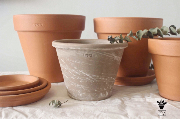 Instock Italian Style Clay Pot In Gray Gardening Pots Planters Instock Italian Style Clay Pot In Gray