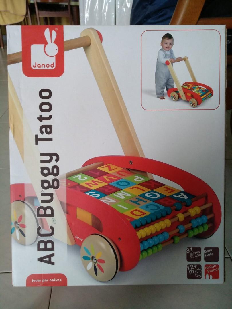 janod walker buggy with blocks