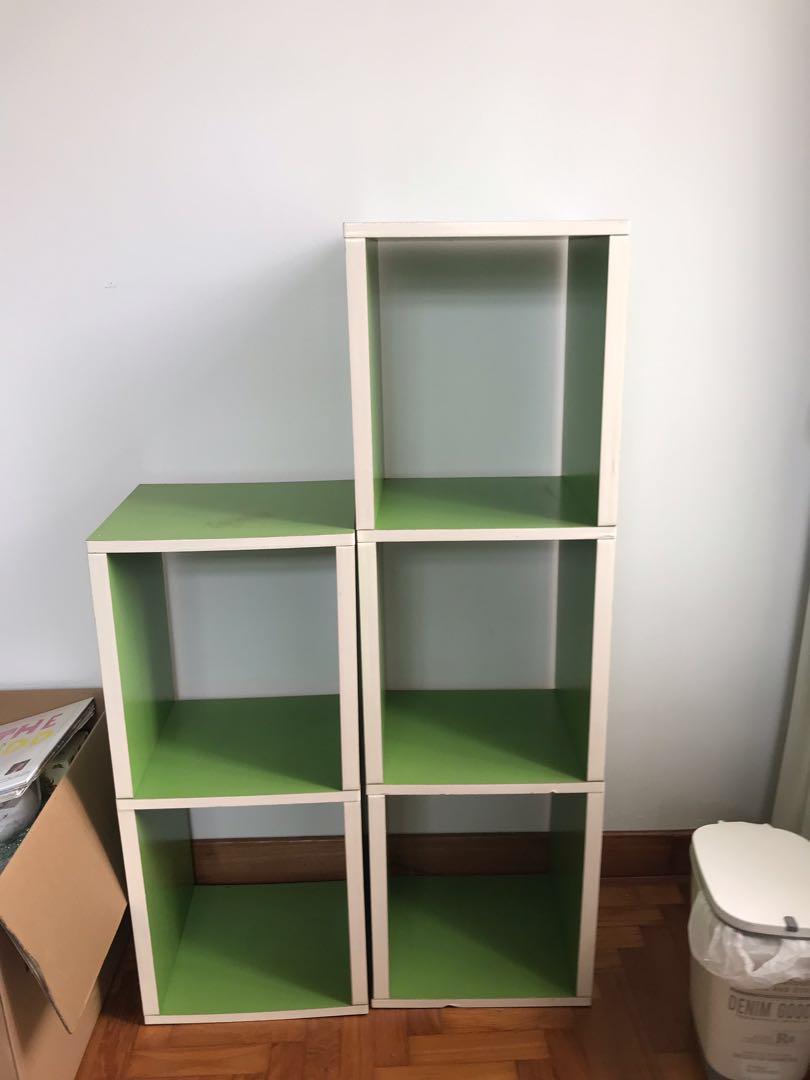 Lightweight Green Shelf Unit Bookcase Furniture Shelves Drawers On Carousell