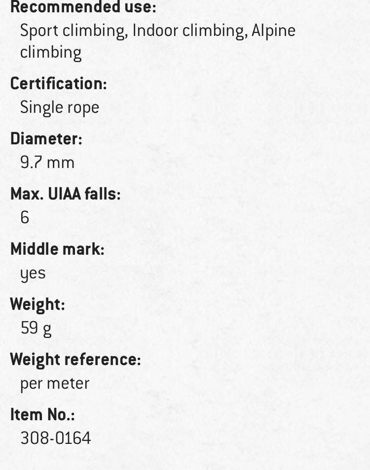 Mammut Zopa 9.7mm 80m Rope for Rock Climbing, Sports Equipment, Sports ...