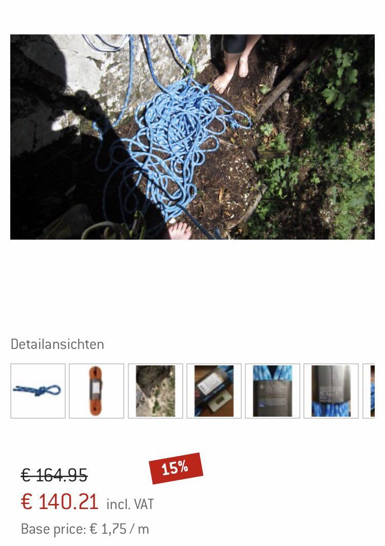 Mammut Zopa 9.7mm 80m Rope for Rock Climbing, Sports Equipment, Sports ...
