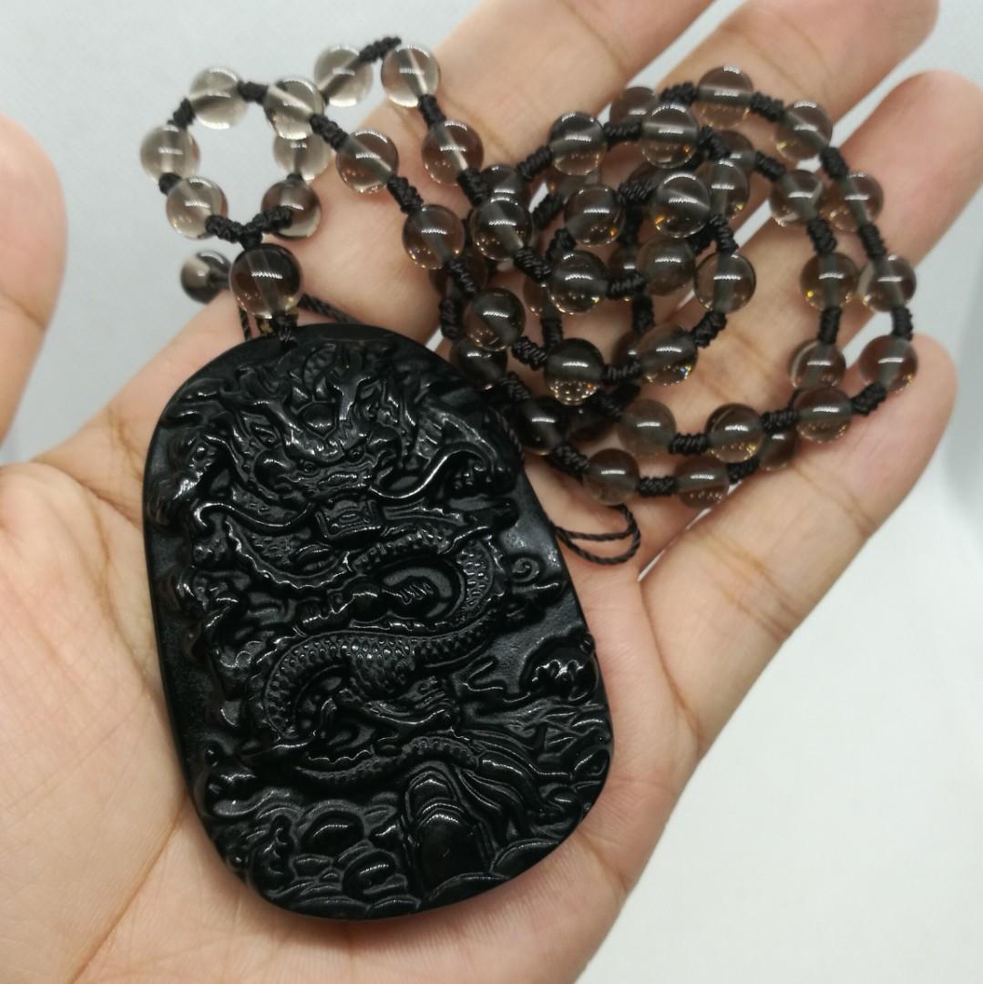 Obsidian dragon store pendant