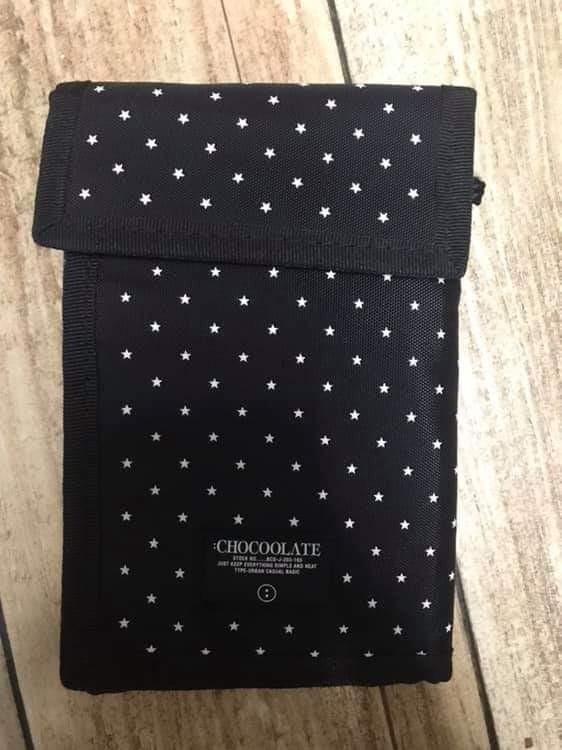 ORIGINAL HK BRAND CHOCOOLATE SLING BAG/WALLET (Category: Sling Bags) located in Mandaluyong City. Submitted by telesthesiaph (Listing ID 235389126, Image 1). Description: ORIGINAL HK BRAND :CHOCOOLATE 100% ORIGINAL PRELOVED BUT WELL LOVED 9/10 VUC BLACK WITH WITH DOTS UNISEX #July77.