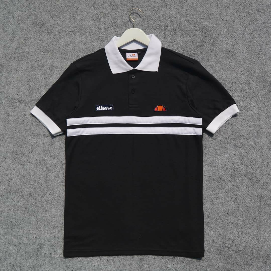 Polo Shirt Ellesse Black Fesyen Pria Pakaian Atasan Di Carousell