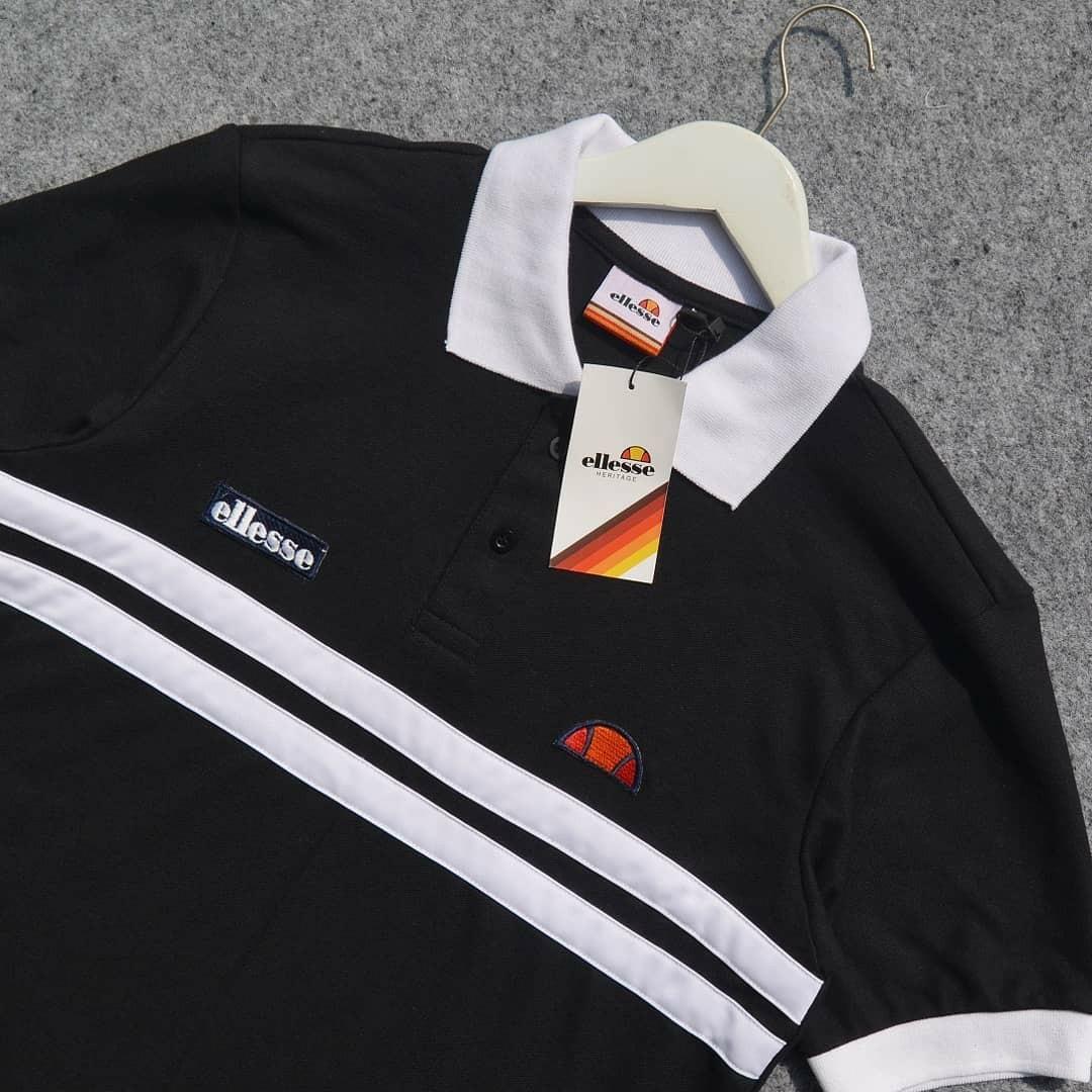 Polo Shirt Ellesse Black Fesyen Pria Pakaian Atasan Di Carousell
