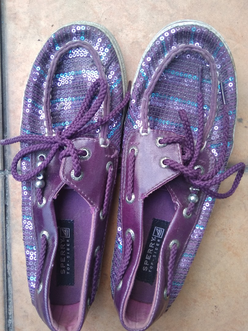 purple sequin shoes