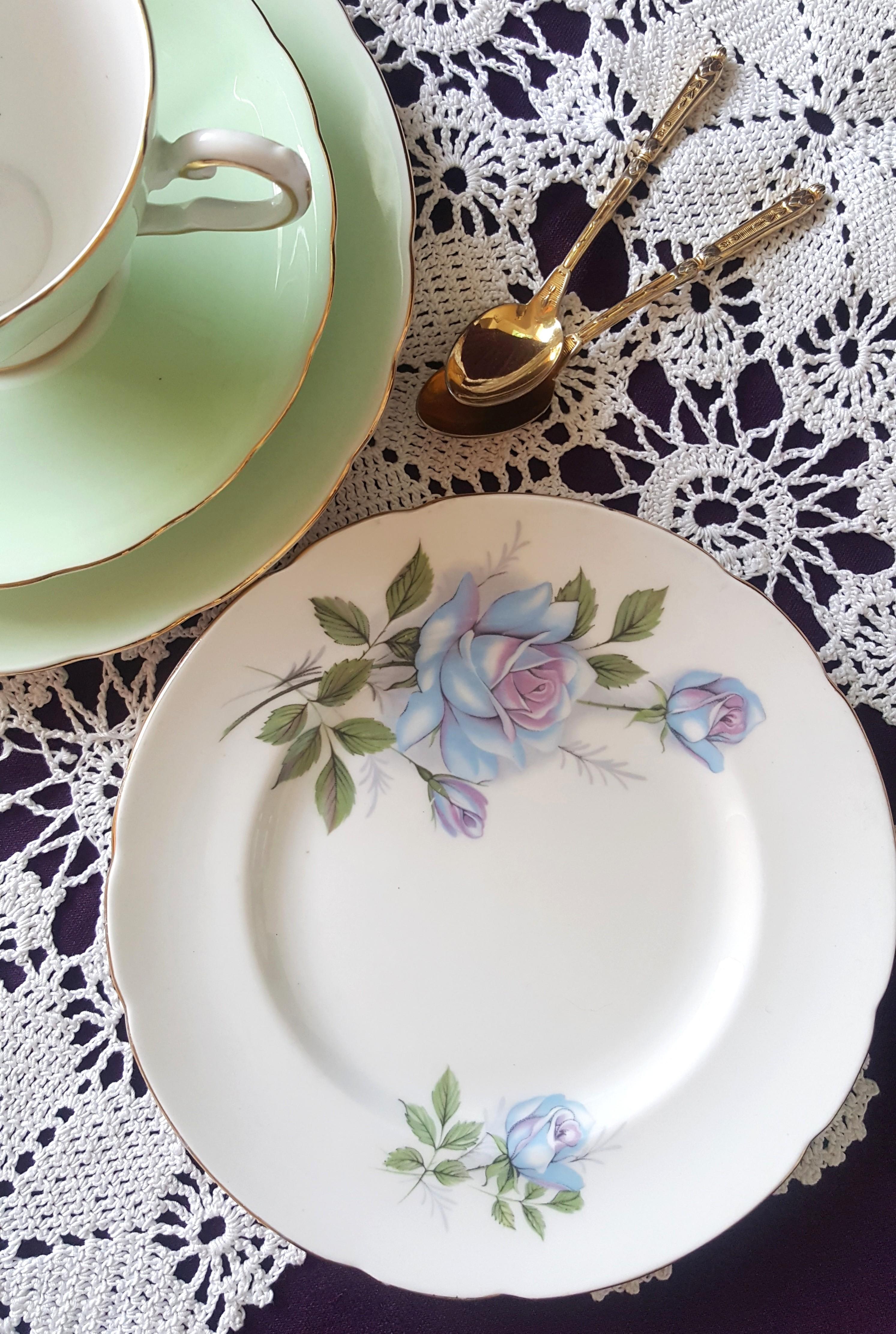 Vintage Royal Standard Blue Rose Side Tea Plates Made in England