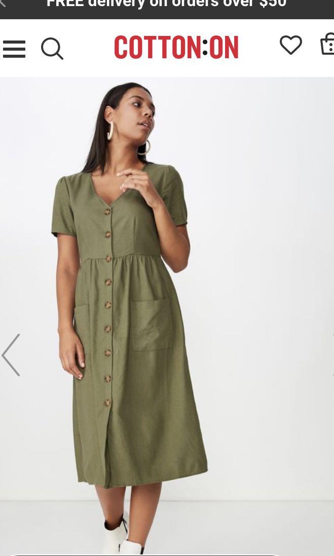 Woven Camila Button Through Midi Dress
