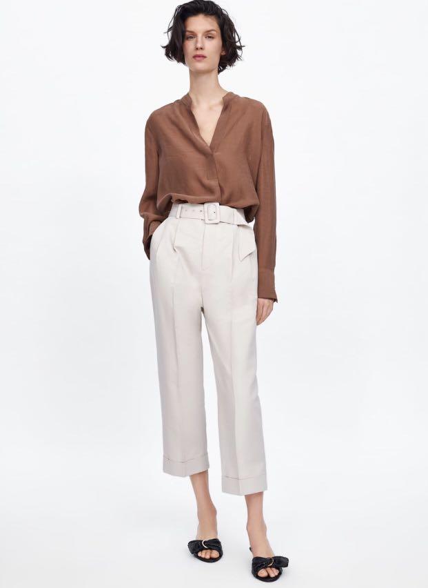 zara high rise trousers with belt