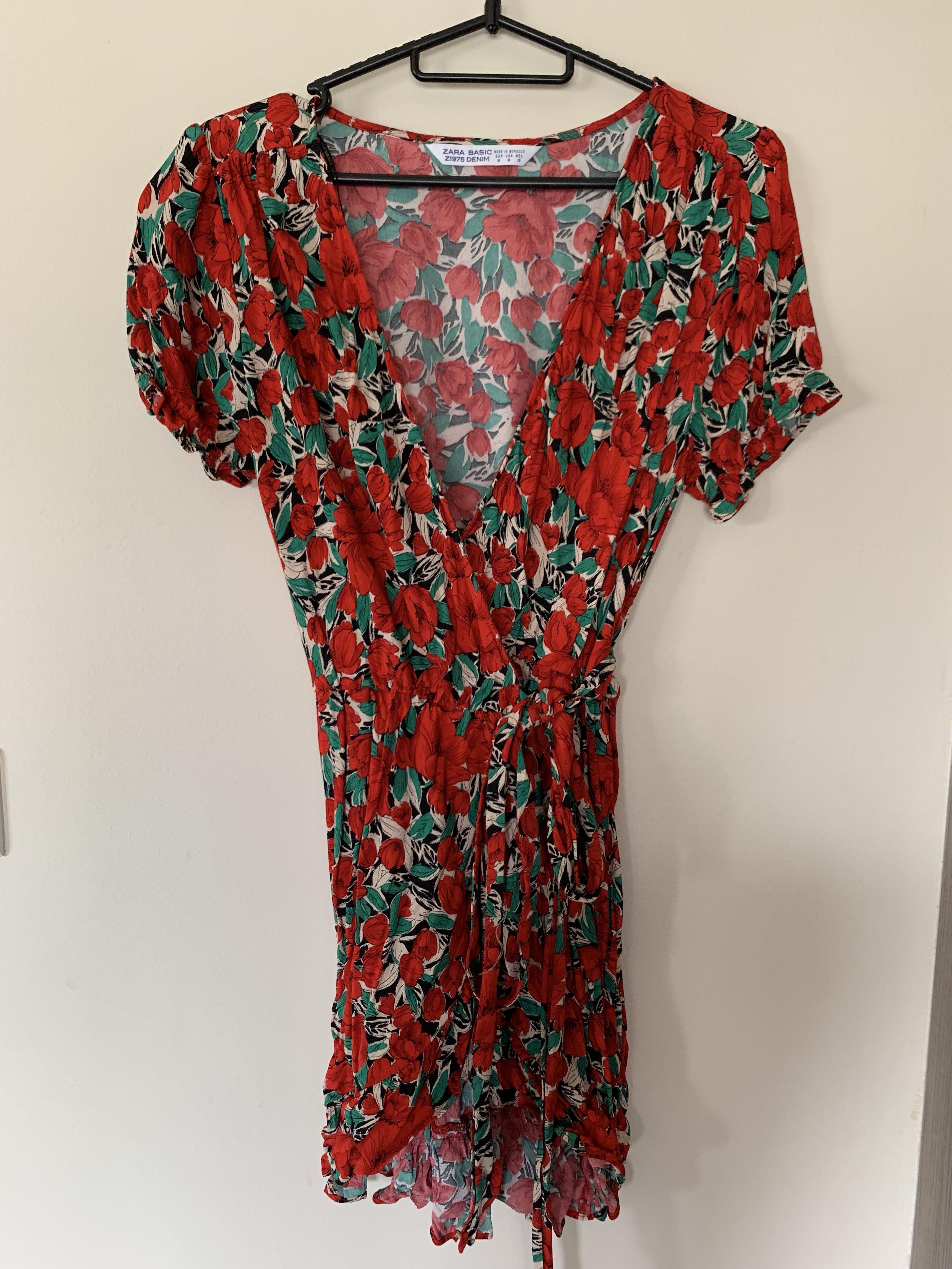 red floral zara dress