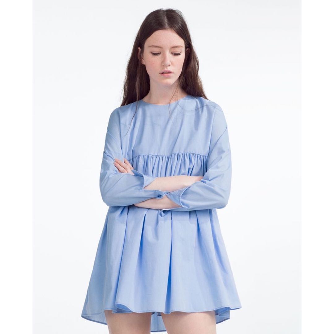 zara blue poplin dress
