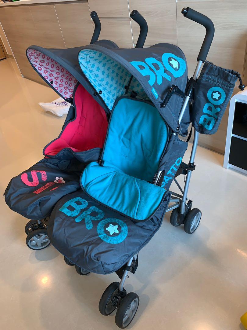 Boy and girl double stroller top