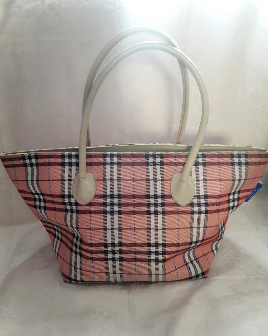Burberry london blue label bag (Category: Purses & Pouches) located in Quezon City. Submitted by baglavah (Listing ID 235493218, Image 2). Description: Burberry london blue label pink checkered bag Thick canvas fabric Authentic For shipping.