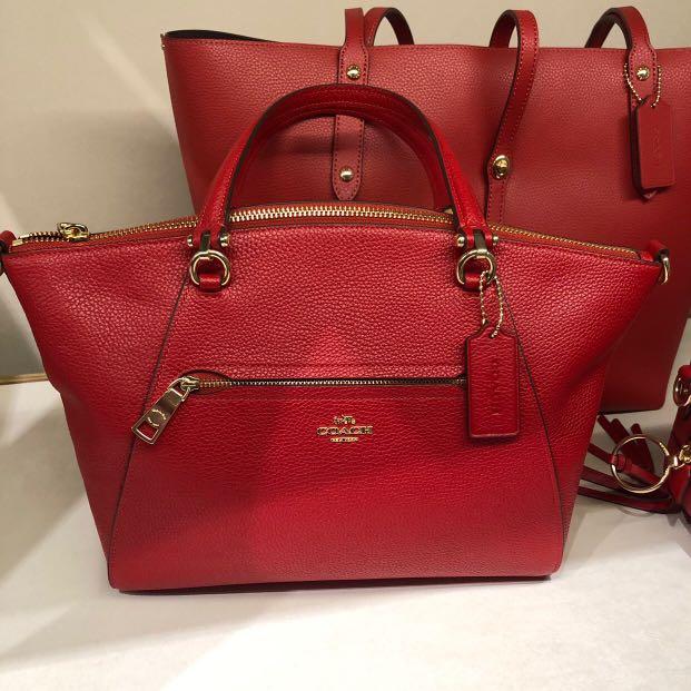 coach red prairie satchel