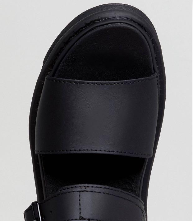 dr martens voss black leather flat chunky sandals