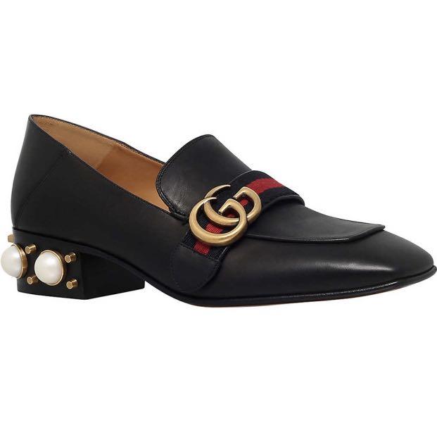 gucci block heel loafer