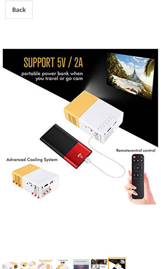 Gunor Mini Projector, YG300 Portable LED Projector Support PC Laptop ...