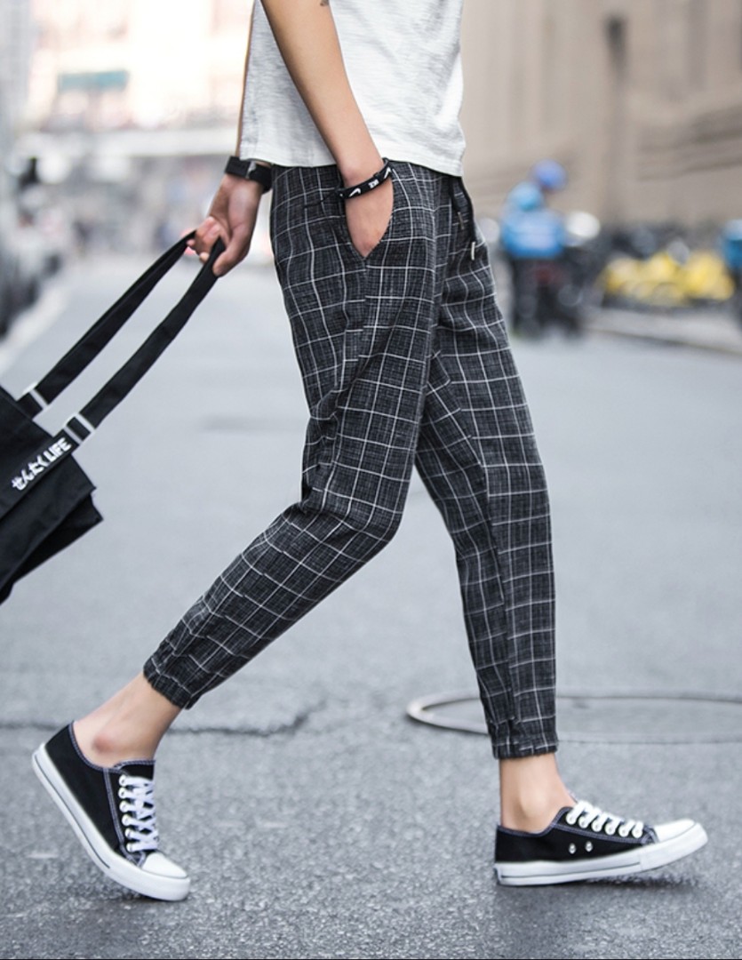 Handloom cotton black and white check pants. | Rescue – Fabnest