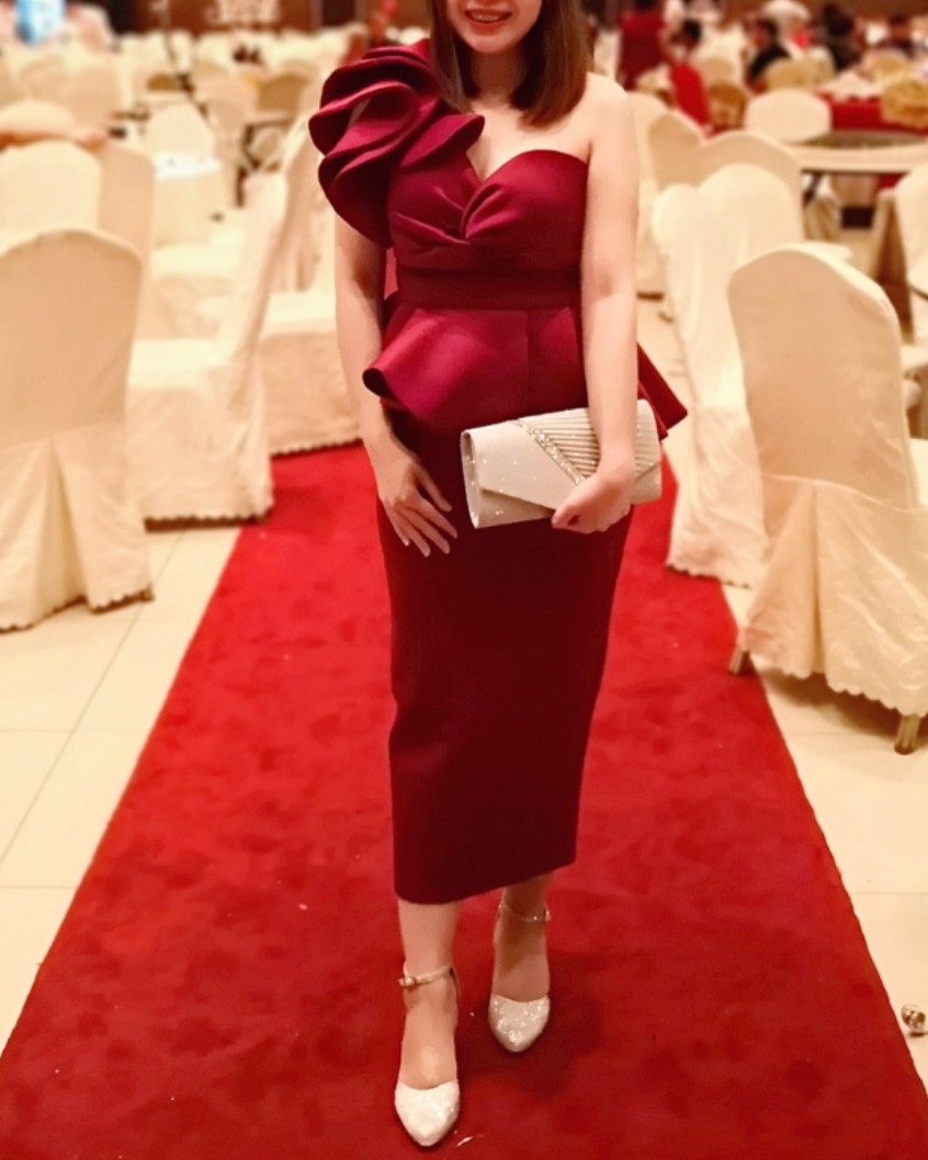 Maroon new arrivals dinner dress