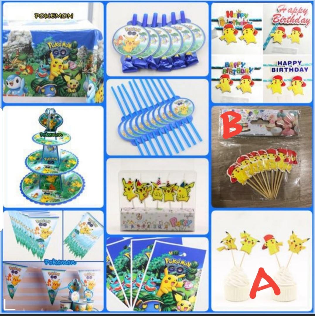 Pokemon Party Supplies Pikachu Pokemon Tablecloth Pokemon Cupcake