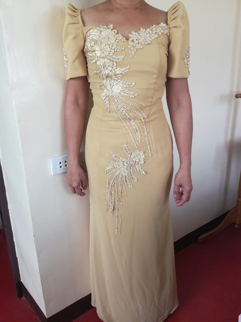 gold filipiniana dress