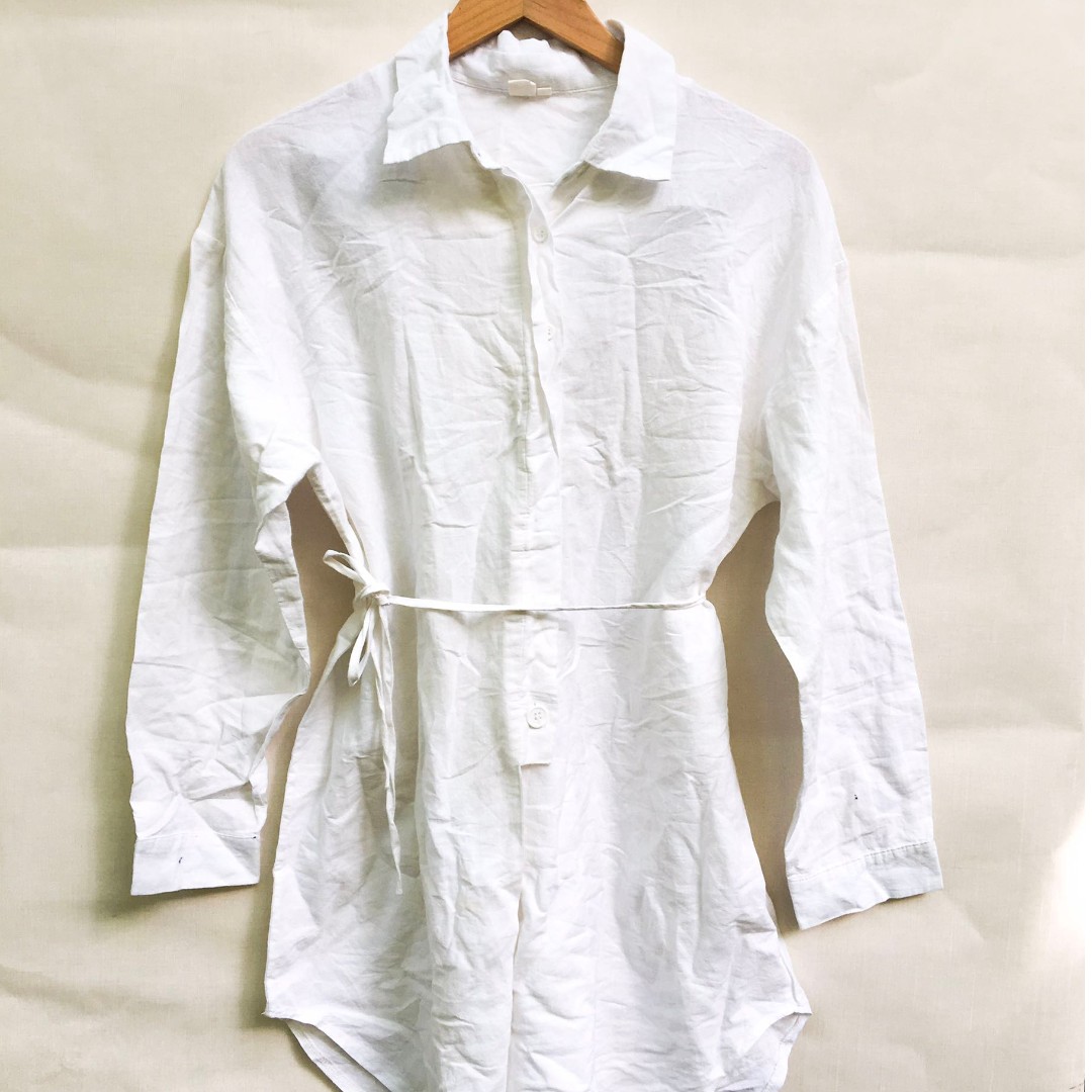 Stylish Turn Down Collar White Polo Long Sleeve Dress Slim Fit