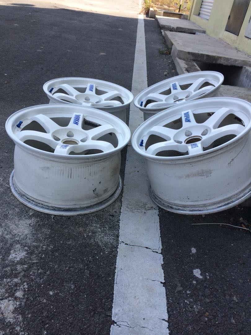 Te37 original Japan white. r17, Car Accessories, Tyres & Rims on Carousell