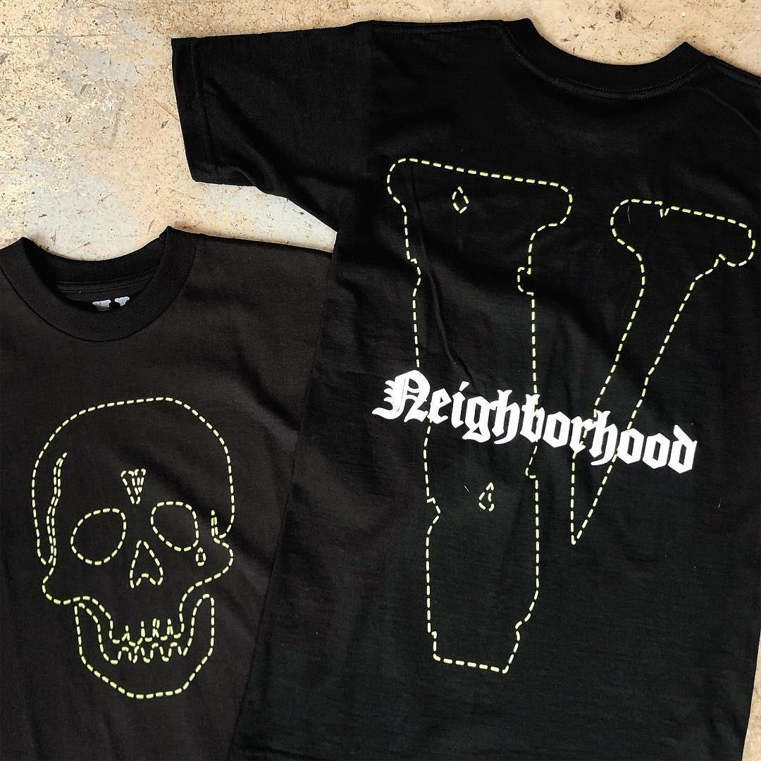 Vlone x Neighborhood LA Pop-Up Skull Tee-Black/Green [S.M.L