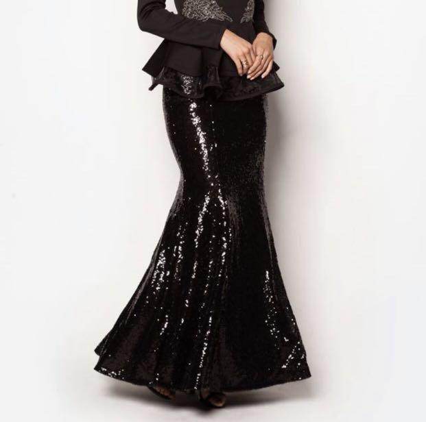 Black sequin shop mermaid skirt