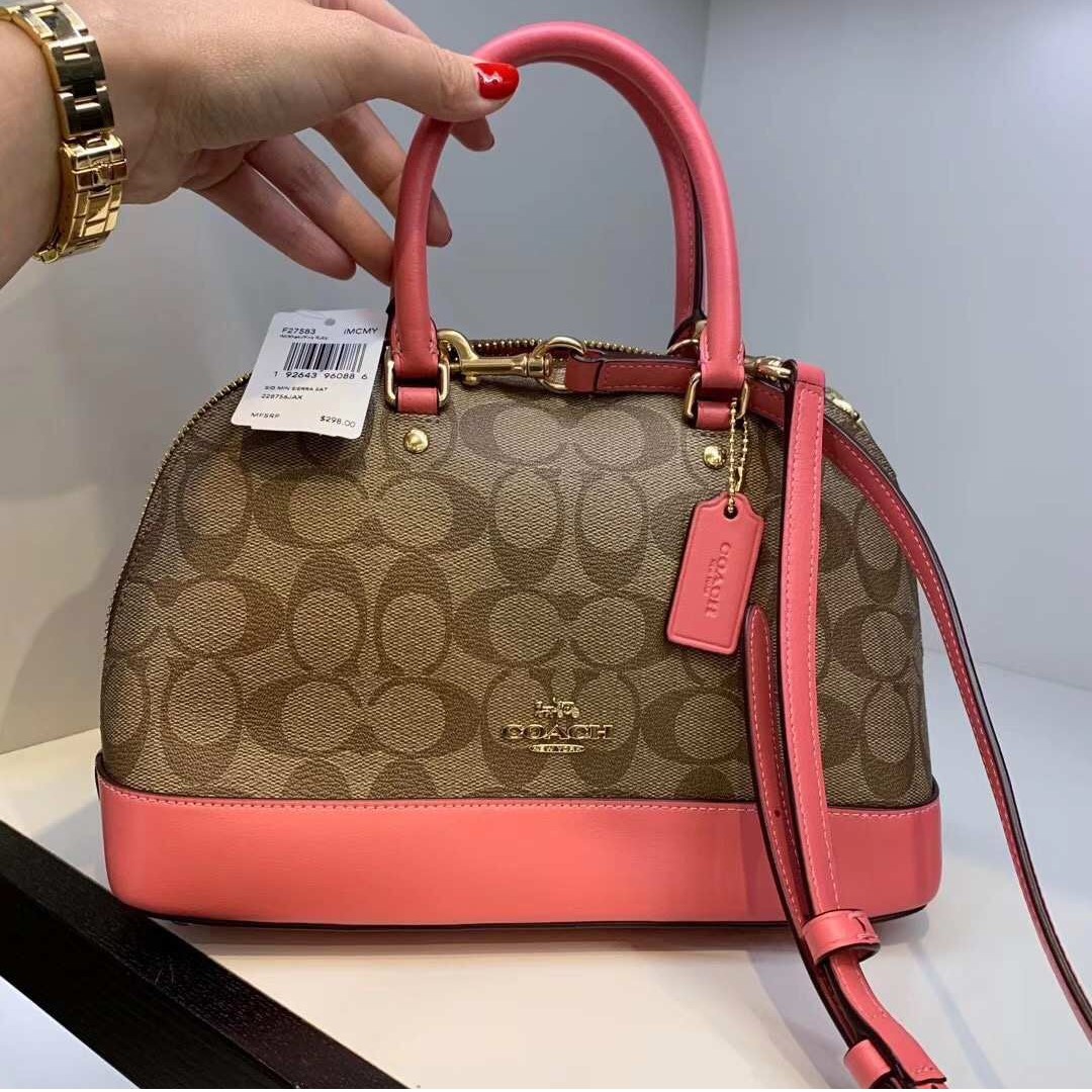 Original Coach Mini Sierra Satchel In Signature Canvas F27583 -  Brown/Black, Women's Fashion, Bags & Wallets, Cross-body Bags on Carousell