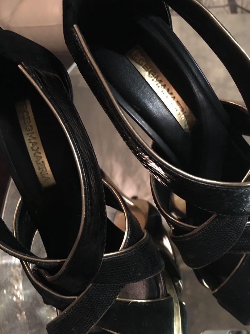 BCBG Max Azria black gold heels 7 Women s Fashion Shoes on Carousell