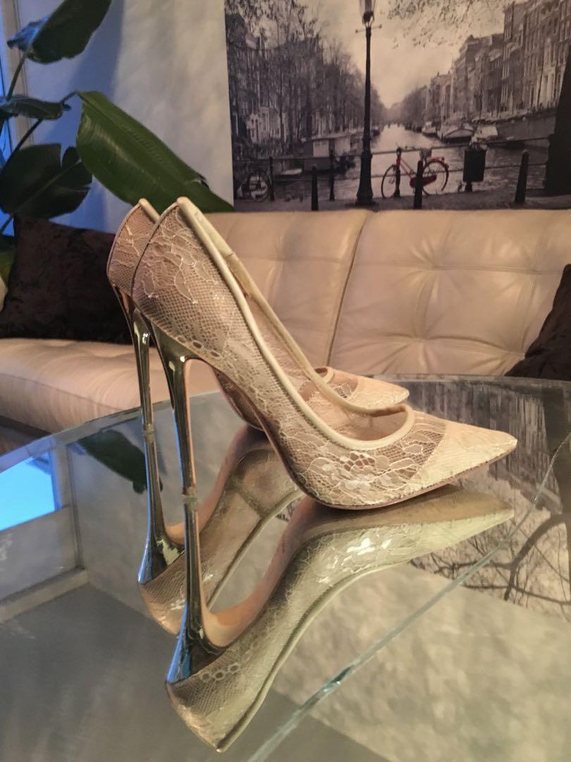 BCBG Max Azria lace nude heels shoes 7 Women s Fashion Clothes on Carousell