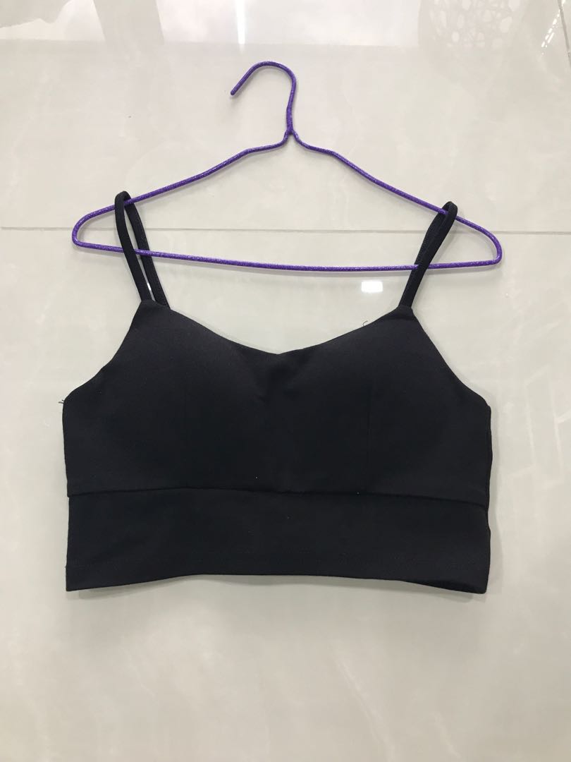 black spaghetti strap crop top