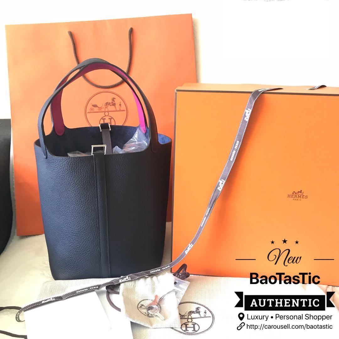 Hermes Picotin 18 Blue Nuit with Rose Pourpre handles in Clemence, Luxury,  Bags & Wallets on Carousell